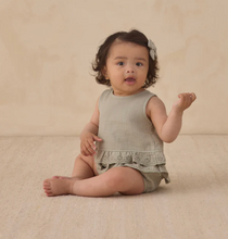 Load image into Gallery viewer, QUINCY MAE RUFFLED TULIP TOP + BLOOMER SET || SAGE || LAST ONE AND ON SALE