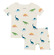KYTE BABY SHORT SLEEVE PAJAMAS IN ECRU ROAR