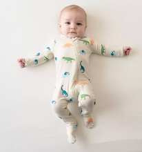 Load image into Gallery viewer, KYTE BABY ZIPPERED FOOTIE IN ECRU ROAR