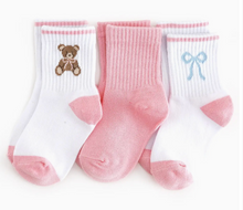 Load image into Gallery viewer, CREW SOCKS 3 PK | TEDDY BOW