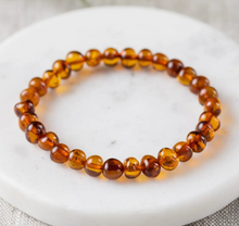 Load image into Gallery viewer, R B AMBER DARK COGNAC BALTIC AMBER BRACELET                 ADULT