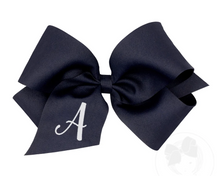 Load image into Gallery viewer, KING - NAVY WITH WHITE INITIAL - HAIRBOW