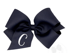 Load image into Gallery viewer, KING - NAVY WITH WHITE INITIAL - HAIRBOW