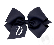 Load image into Gallery viewer, KING - NAVY WITH WHITE INITIAL - HAIRBOW