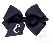 Load image into Gallery viewer, KING - NAVY WITH WHITE INITIAL - HAIRBOW