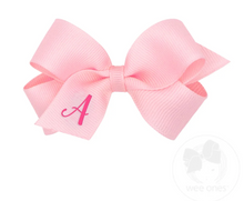 Load image into Gallery viewer, MINI MONOGRAMMED GIRL HAIR BOW | LIGHT PINK/HOT PINK INITIAL