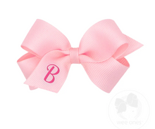 Load image into Gallery viewer, MINI MONOGRAMMED GIRL HAIR BOW | LIGHT PINK/HOT PINK INITIAL