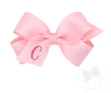 Load image into Gallery viewer, MINI MONOGRAMMED GIRL HAIR BOW | LIGHT PINK/HOT PINK INITIAL