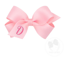 Load image into Gallery viewer, MINI MONOGRAMMED GIRL HAIR BOW | LIGHT PINK/HOT PINK INITIAL