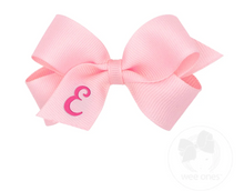 Load image into Gallery viewer, MINI MONOGRAMMED GIRL HAIR BOW | LIGHT PINK/HOT PINK INITIAL
