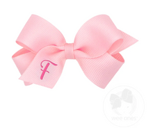 Load image into Gallery viewer, MINI MONOGRAMMED GIRL HAIR BOW | LIGHT PINK/HOT PINK INITIAL