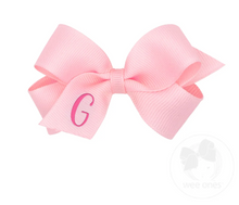 Load image into Gallery viewer, MINI MONOGRAMMED GIRL HAIR BOW | LIGHT PINK/HOT PINK INITIAL