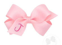 Load image into Gallery viewer, MINI MONOGRAMMED GIRL HAIR BOW | LIGHT PINK/HOT PINK INITIAL