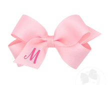 Load image into Gallery viewer, MINI MONOGRAMMED GIRL HAIR BOW | LIGHT PINK/HOT PINK INITIAL