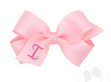 Load image into Gallery viewer, MINI MONOGRAMMED GIRL HAIR BOW | LIGHT PINK/HOT PINK INITIAL