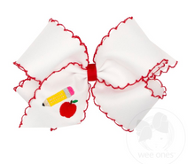 Load image into Gallery viewer, King Back to School Moonstitch Pencil Embroidered Hair Bow