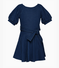 Load image into Gallery viewer, HANNA BANANA DENIM PUFF SLEEVE FIT &amp; FLARE DENIM DRESS