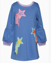 Load image into Gallery viewer, HANNA BANANA LONG SLEEVE A LINE DRESS WITH STARS DETAIL