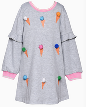 Load image into Gallery viewer, HANNA BANANA LONG SLEEVE ICE CREAM &amp; POMPOMS DRESS