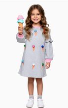 Load image into Gallery viewer, HANNA BANANA LONG SLEEVE ICE CREAM &amp; POMPOMS DRESS