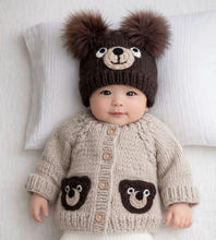 Load image into Gallery viewer, BROWN BEART BEANIE KNIT, BABY, TODDLER &amp; KIDS
