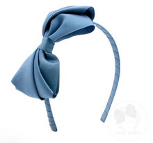 Load image into Gallery viewer, MINI KING PLEATED GROSGRAIN HAIR BOW HEADBAND | NAVY &amp; MORE COLORS