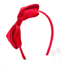 Load image into Gallery viewer, MINI KING PLEATED GROSGRAIN HAIR BOW HEADBAND | NAVY &amp; MORE COLORS