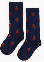 Load image into Gallery viewer, LITTLE STOCKING APPLE SCALLOPED KNEE SOCKS
