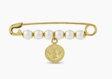 Load image into Gallery viewer, IN SEASON JEWELRY 14 K GOLD GUARDIAN ANGEL SAFETY PIN BROOCH