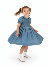 Load image into Gallery viewer, GIRL FALL GARDEN FULL SMOCK BLUE BY LULI &amp; ME