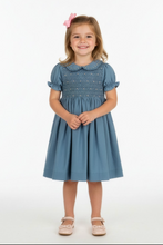 Load image into Gallery viewer, GIRL FALL GARDEN FULL SMOCK BLUE BY LULI &amp; ME