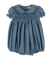Load image into Gallery viewer, BABY GIRL FALL GARDEN SMOCK BUBBLE BLUE | LULI &amp; ME