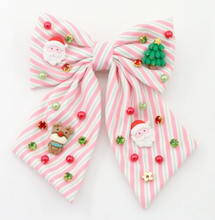 Load image into Gallery viewer, POPPYLAND SANTA STRIPE HAIR BOW