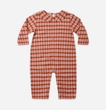 Load image into Gallery viewer, RYLEE + CRY BABY PAJAMA ROMPER PLAID RUBY