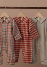 Load image into Gallery viewer, RYLEE + CRY BABY PAJAMA ROMPER PLAID RUBY