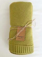 Load image into Gallery viewer, CHEENGO ORGANIC KNIT BABY BLANKET ( CLOVERLEAF EYELET ) BUTTER AND MORE COLORS