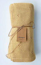 Load image into Gallery viewer, CHEENGO ORGANIC KNIT BABY BLANKET ( CLOVERLEAF EYELET ) BUTTER AND MORE COLORS