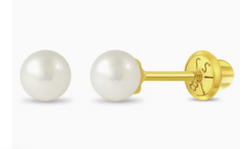 Load image into Gallery viewer, IN SEASON JEWELRY 18k Gold Classic Freshwater Pearl 3-6mm Baby and older girls Earring