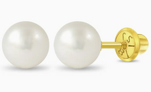Load image into Gallery viewer, IN SEASON JEWELRY 18k Gold Classic Freshwater Pearl 3-6mm Baby and older girls Earring