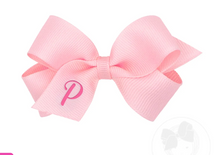 Load image into Gallery viewer, MINI MONOGRAMMED GIRL HAIR BOW | LIGHT PINK/HOT PINK INITIAL