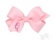 Load image into Gallery viewer, MINI MONOGRAMMED GIRL HAIR BOW | LIGHT PINK/HOT PINK INITIAL