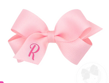 Load image into Gallery viewer, MINI MONOGRAMMED GIRL HAIR BOW | LIGHT PINK/HOT PINK INITIAL