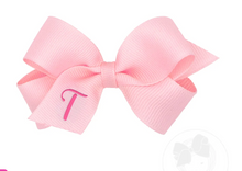 Load image into Gallery viewer, MINI MONOGRAMMED GIRL HAIR BOW | LIGHT PINK/HOT PINK INITIAL