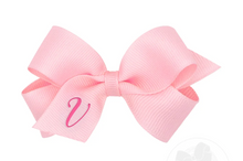 Load image into Gallery viewer, MINI MONOGRAMMED GIRL HAIR BOW | LIGHT PINK/HOT PINK INITIAL
