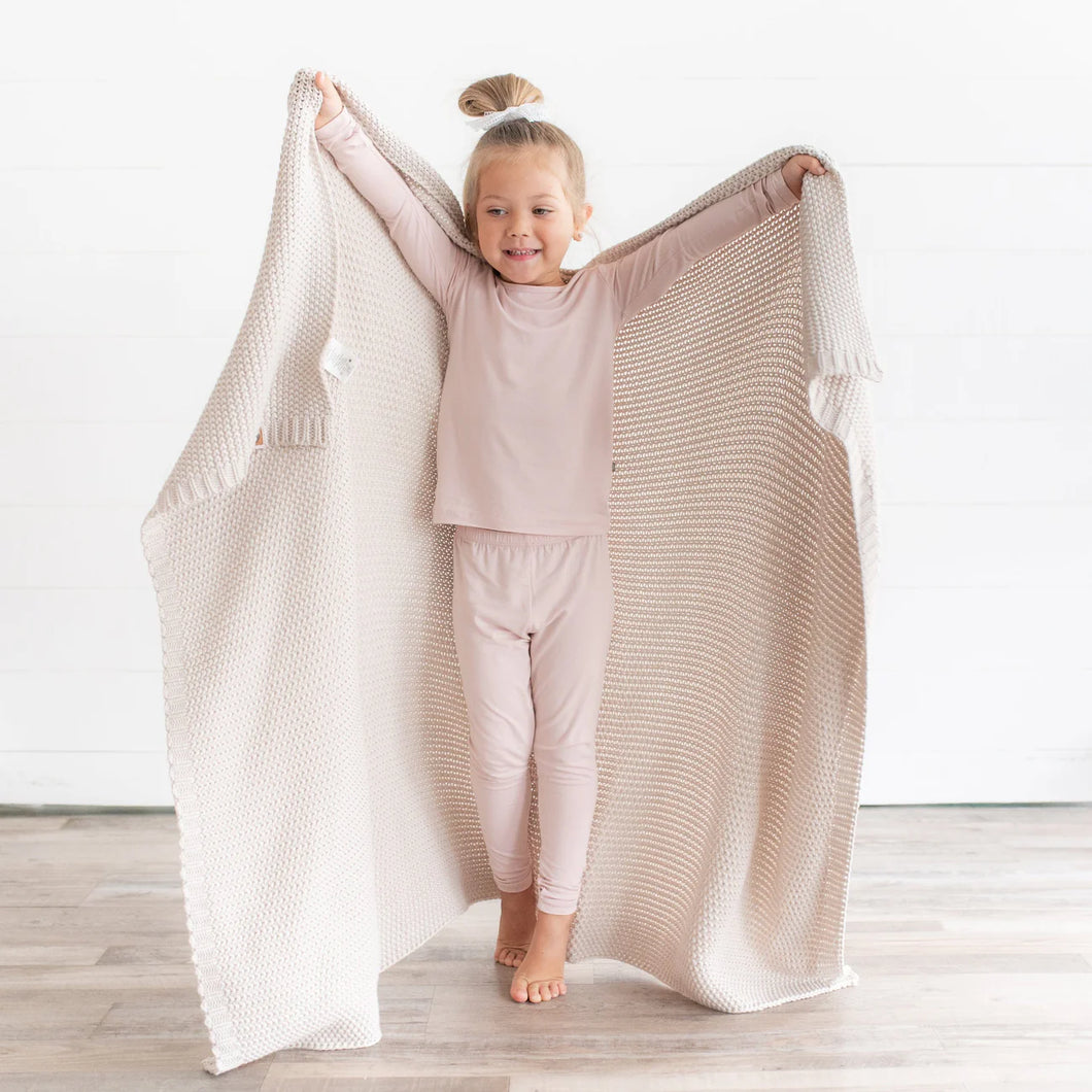 KYTE BABY CHUNKY KNIT TODDLER BLANKET | OAT