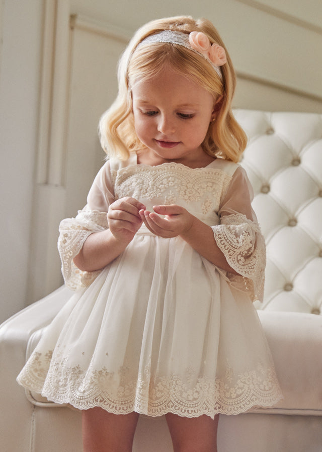 EMBROIDERED TULLE BABY DRESS
