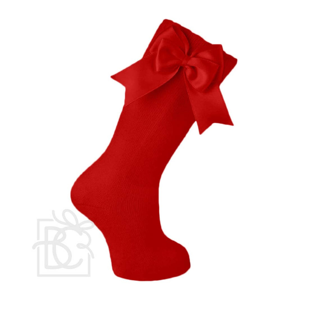 CARLO MAGNO COTTON KNEE SOCKS WITH DOUBLE BOW - RED