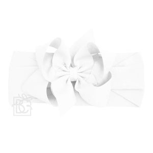 CLASSIC GROSGRAIN BOW 4.5" LARGE WITH WIDE HEADBAND - WHITE