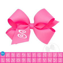 Load image into Gallery viewer, HOT PINK-WHITE INITIAL-HAIR BOW WEE ONES