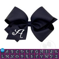 KING - NAVY WITH WHITE INITIAL - HAIRBOW